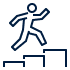 Icon of a person running up steps, representing career advancement opportunities