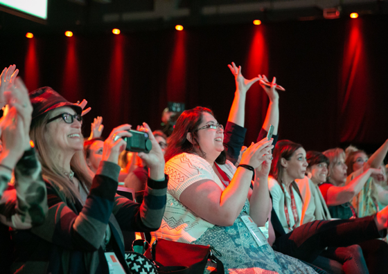 Audience enjoying Indeed Interactive keynote presentation