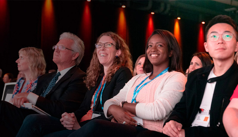 Audience enjoying a keynote presentation at Indeed Interactive