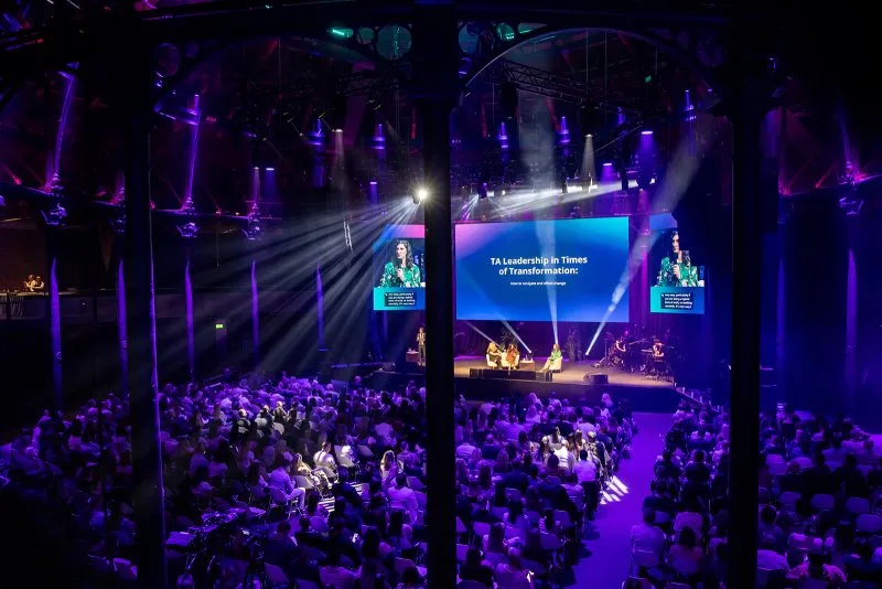 Rebecca Williams and guests on stage at FutureWorks London