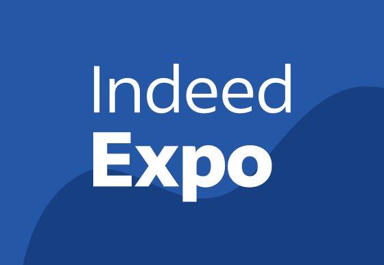IndeedExpo logo sur fond bleu