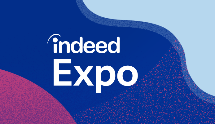 Logo d'IndeedExpo sur fond bleu