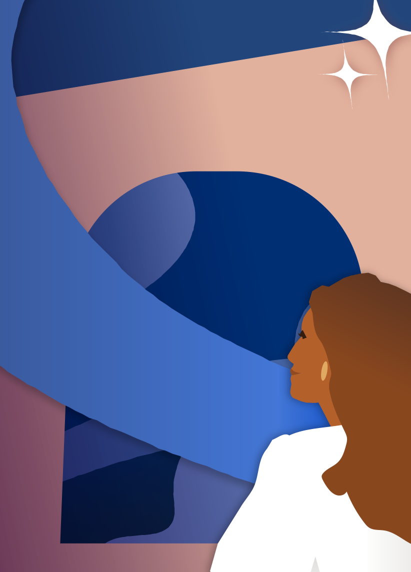 Ilustração de uma mulher olhando pela janela