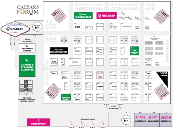 A floorplan diagram of the venue showing Indeed at Booth 53